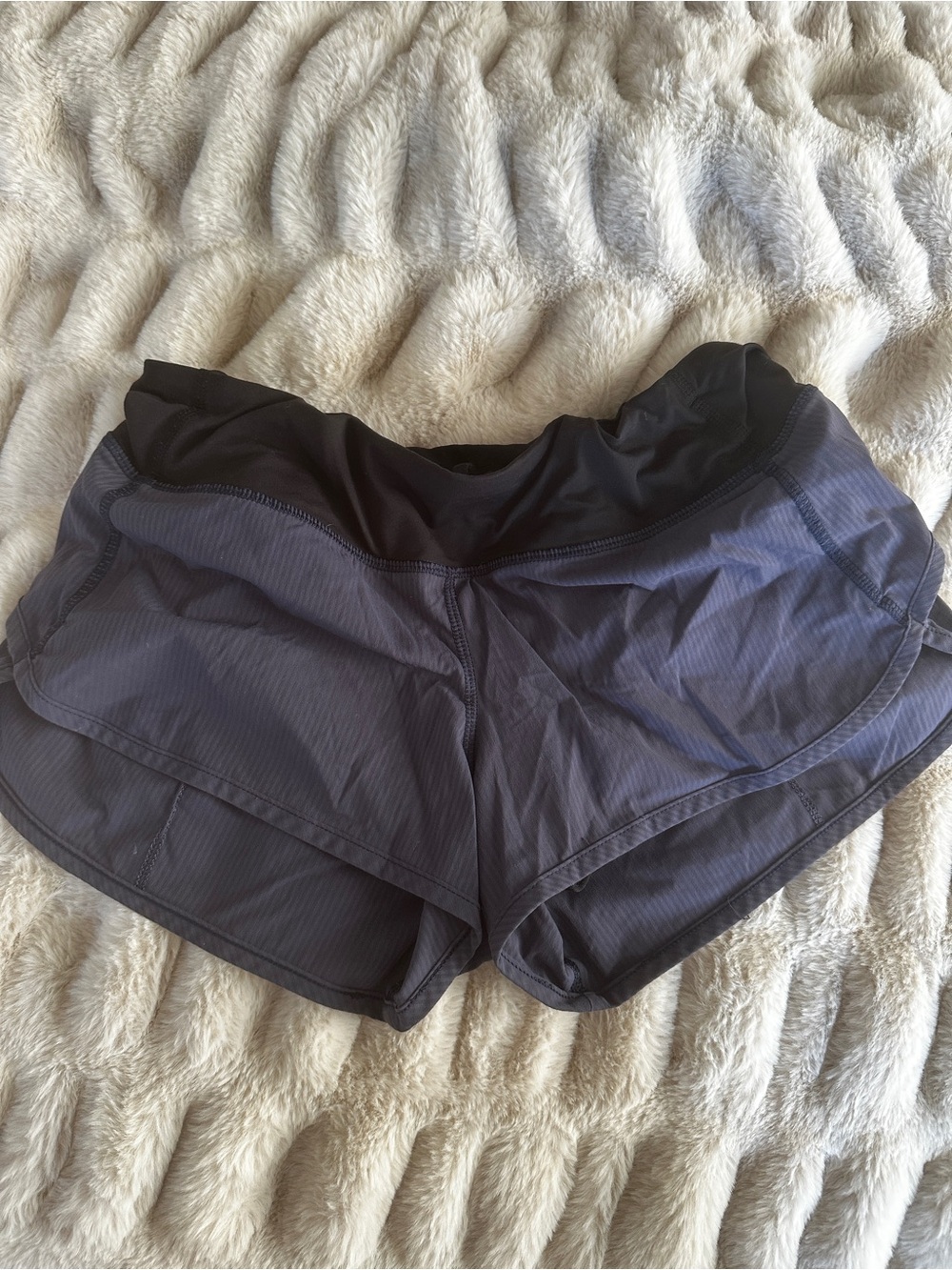 Lululemon Women's Performance Blue and Charcoal Athletic Shorts